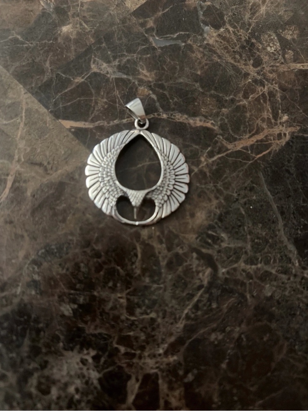 Sterling Silver Eagle Winged Pendant Necklace - Silver